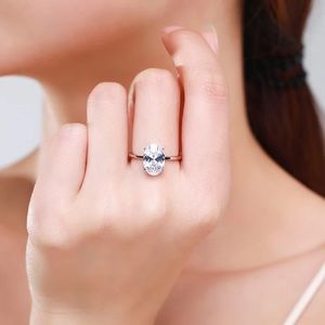 3Ct OVAL Cut VVS Square 4 Prong Setting Solitaire 925 Ring
